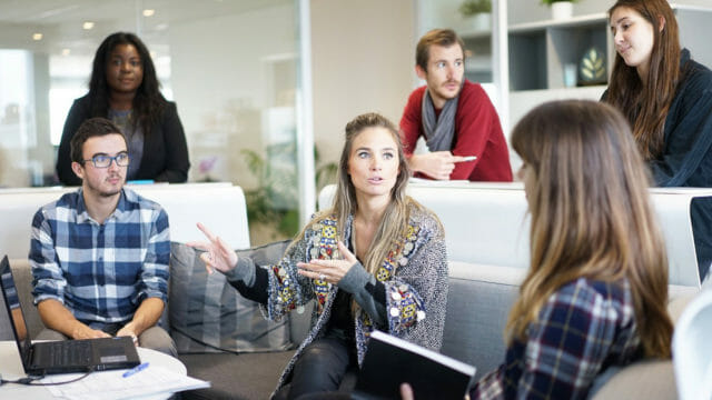 group of people in a meeting