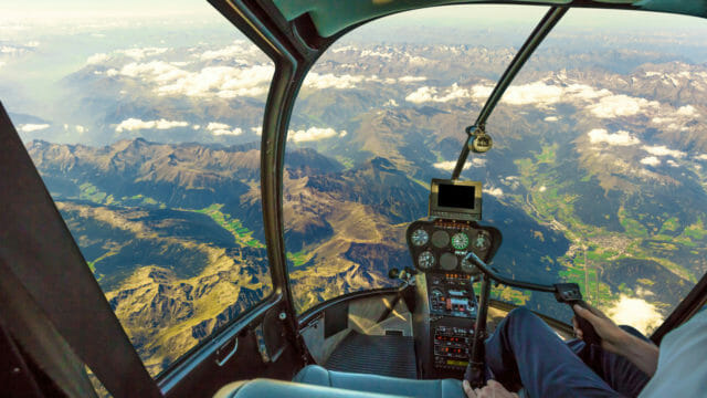 pilot's view flying a helicopter
